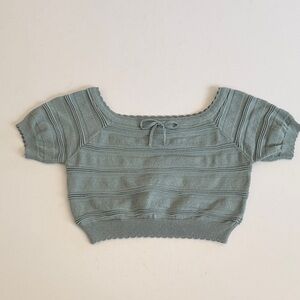 Kendall & Kylie Green Knit Cropped Sweater Size M